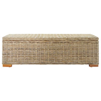 vidaXL Portaoggetti 110 cm Rattan Kubu Naturale e Legno Massello Mogano