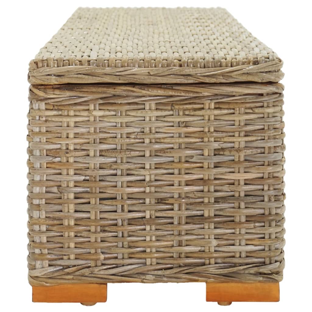 vidaXL Portaoggetti 110 cm Rattan Kubu Naturale e Legno Massello Mogano