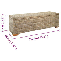 vidaXL Portaoggetti 110 cm Rattan Kubu Naturale e Legno Massello Mogano