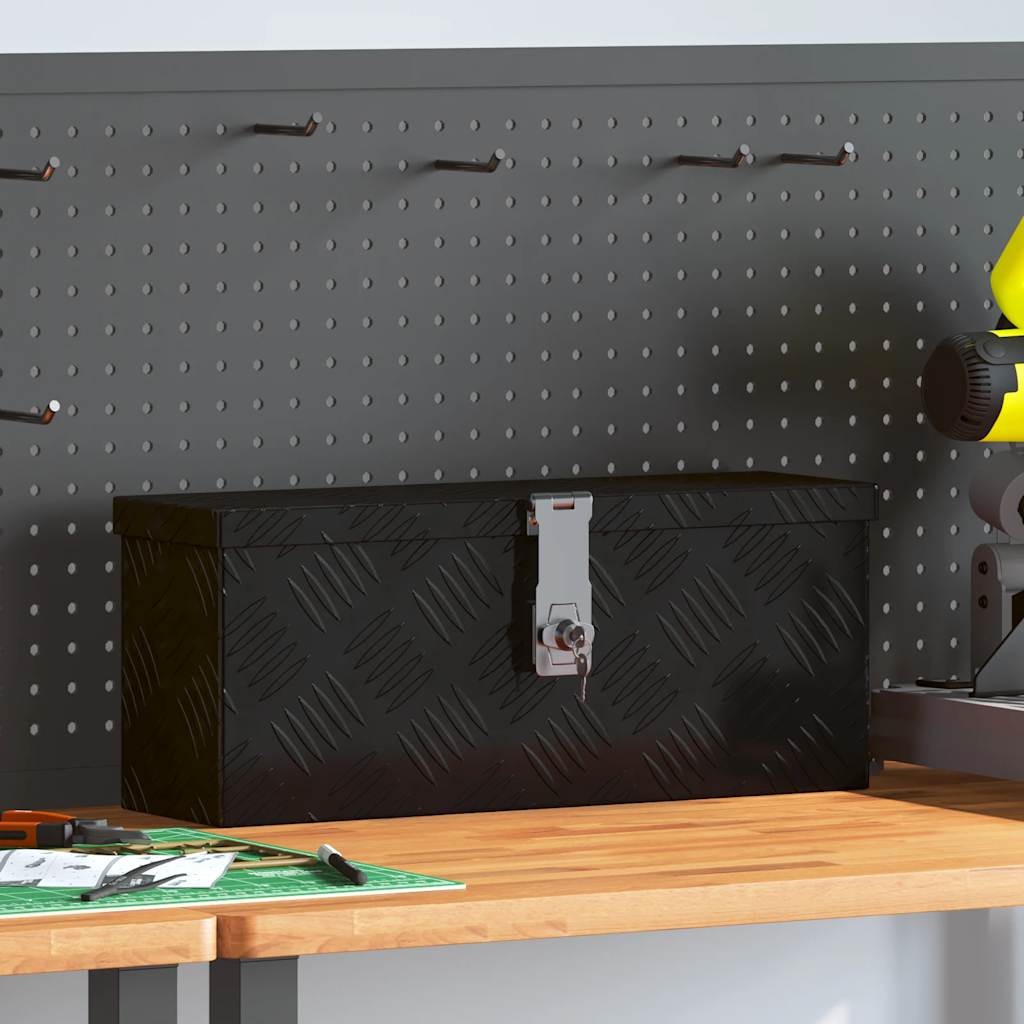 Contenitore Portaoggetti Nero 50x15x20,5 cm in Alluminio 152247