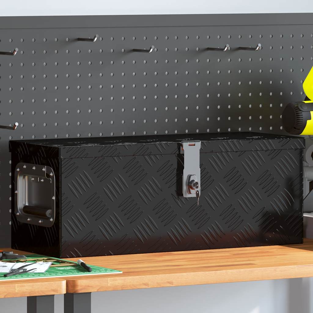 Contenitore Portaoggetti Nero 60x23,5x23 cm in Alluminio 152249