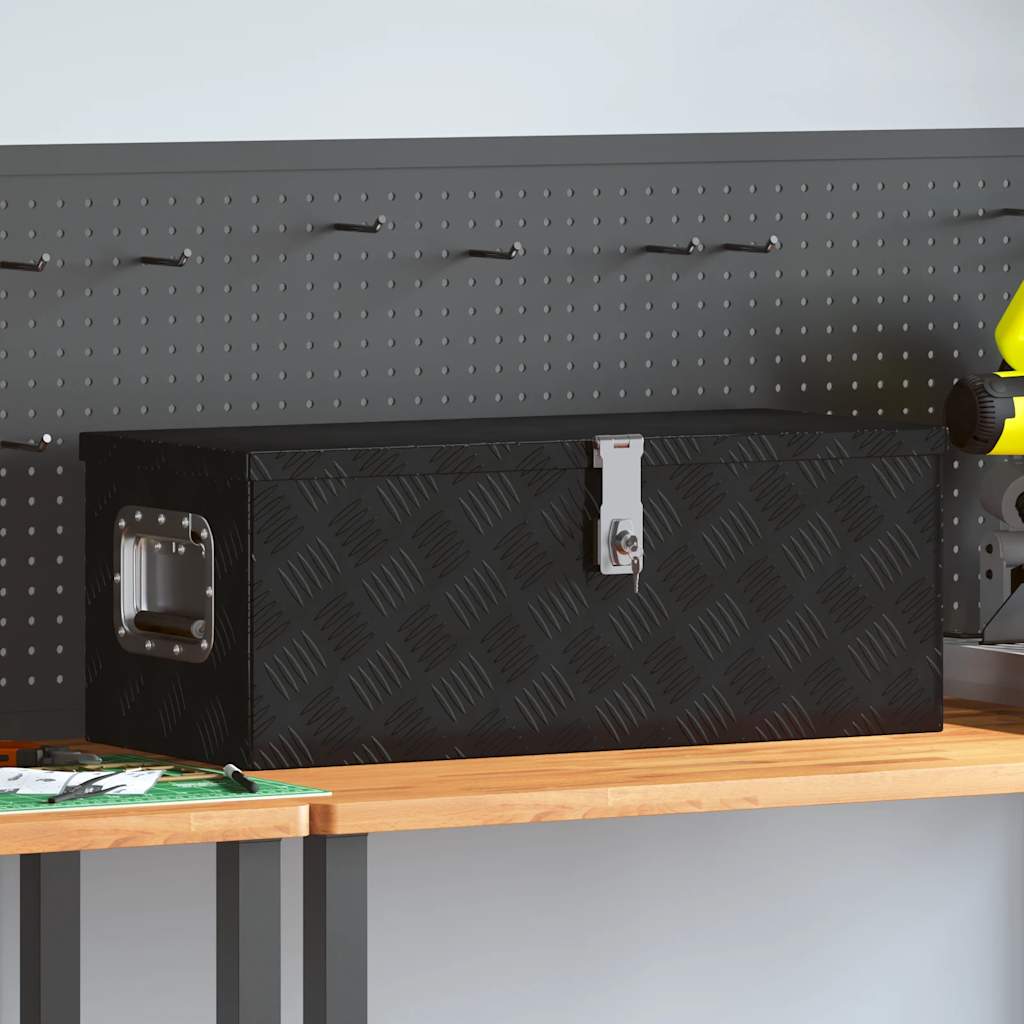 Contenitore Portaoggetti Nero 70x31x27 cm in Alluminio 152251