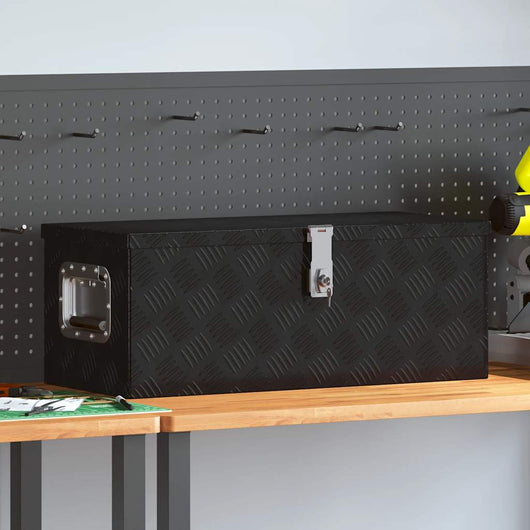 Contenitore Portaoggetti Nero 70x31x27 cm in Alluminio 152251