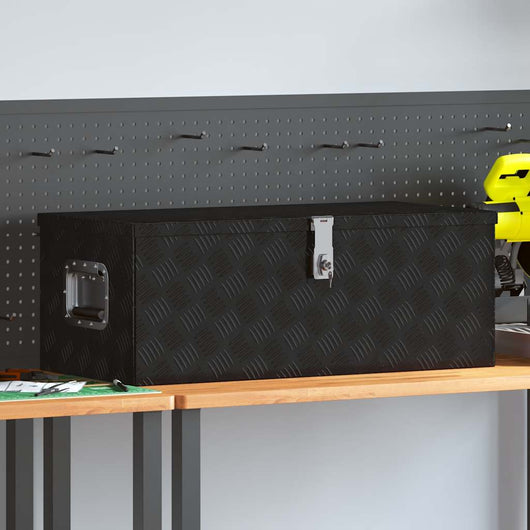 Contenitore Portaoggetti Nero 80x39x30 cm in Alluminio 152253