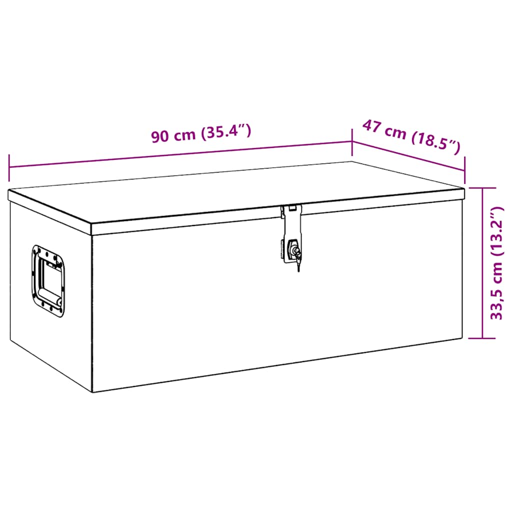 Contenitore Portaoggetti Nero 90x47x33,5 cm in Alluminio 152255