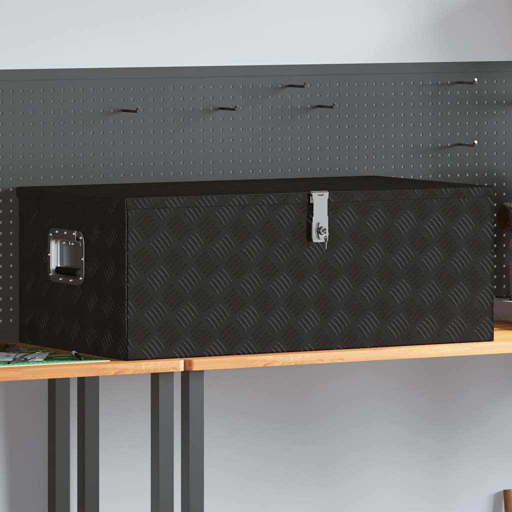 Contenitore Portaoggetti Nero 100x55x37 cm in Alluminio 152257