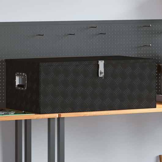 Contenitore Portaoggetti Nero 100x55x37 cm in Alluminio 152257