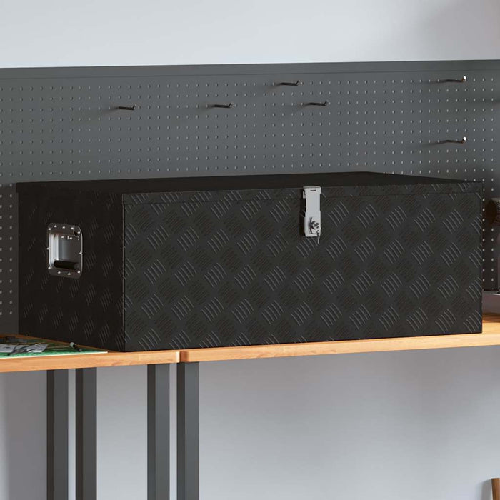 Contenitore Portaoggetti Nero 100x55x37 cm in Alluminio 152257