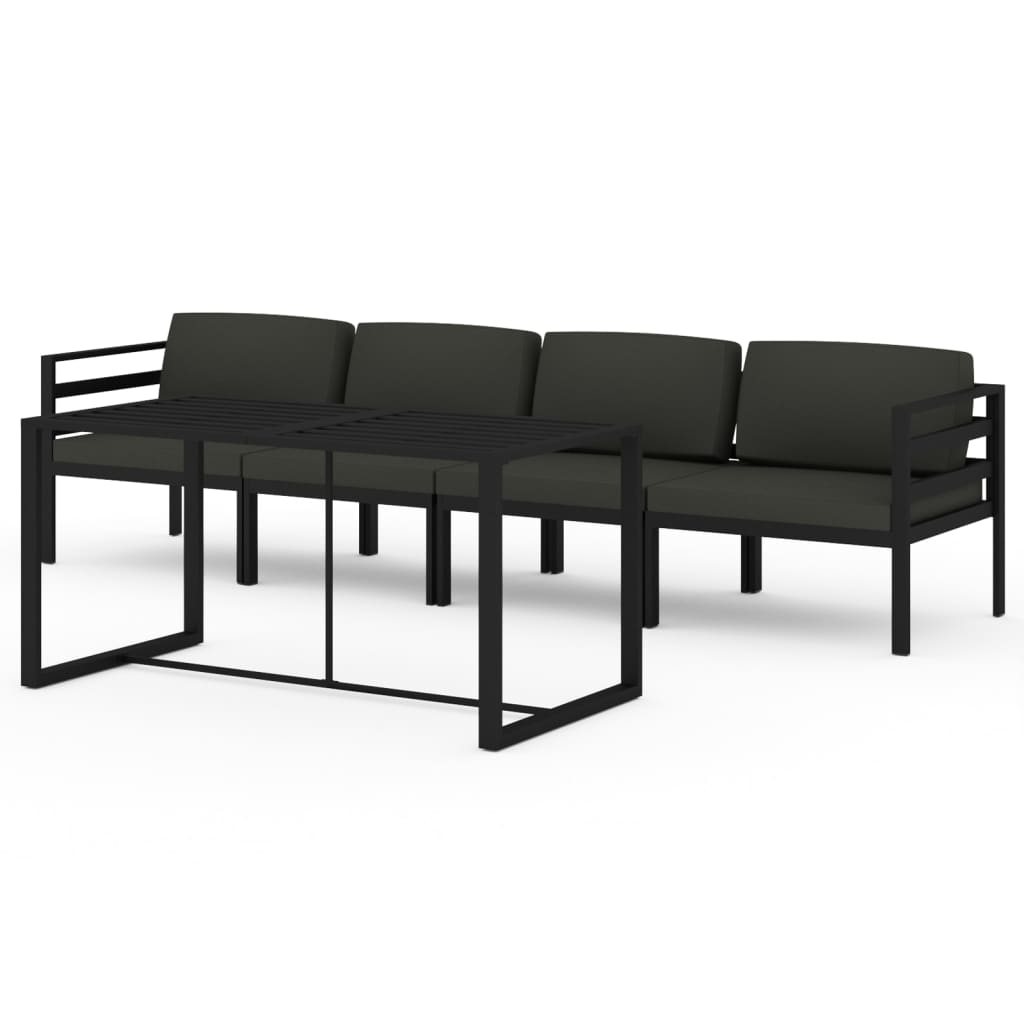 Set Divani da Giardino 5 pz con Cuscini in Alluminio Antracite cod mxl 41672