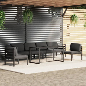 Set Divani da Giardino 7 pz con Cuscini in Alluminio Antracite cod mxl 35800