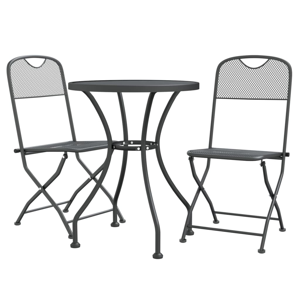 Set da Pranzo per Giardino 3pz Rete Metallica Espansa Antracite cod mxl 35729