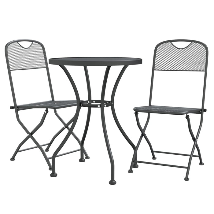 Set da Pranzo per Giardino 3pz Rete Metallica Espansa Antracite cod mxl 35729