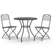 Set da Pranzo per Giardino 3pz Rete Metallica Espansa Antracite 3084711