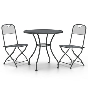 Set da Pranzo per Giardino 3pz Rete Metallica Espansa Antracite 3084711