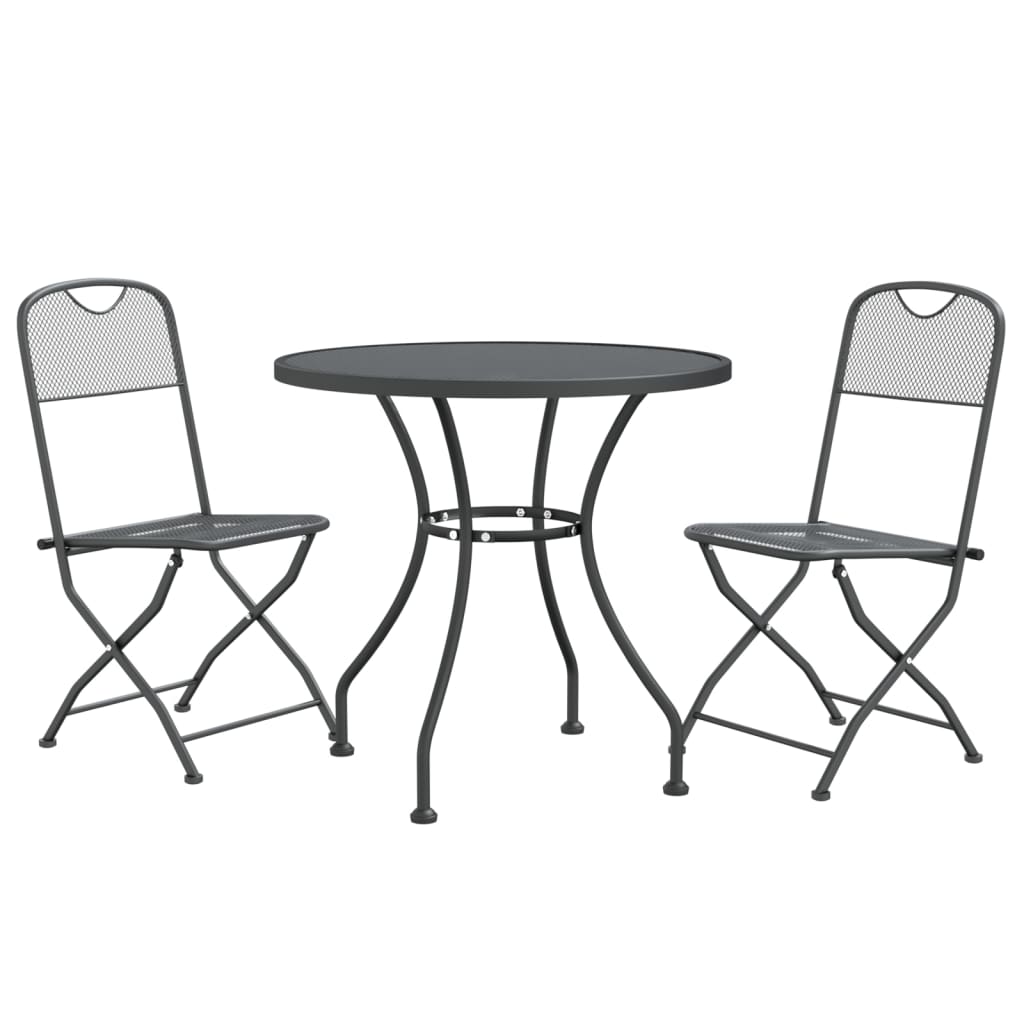 Set da Pranzo per Giardino 3pz Rete Metallica Espansa Antracite cod mxl 42233