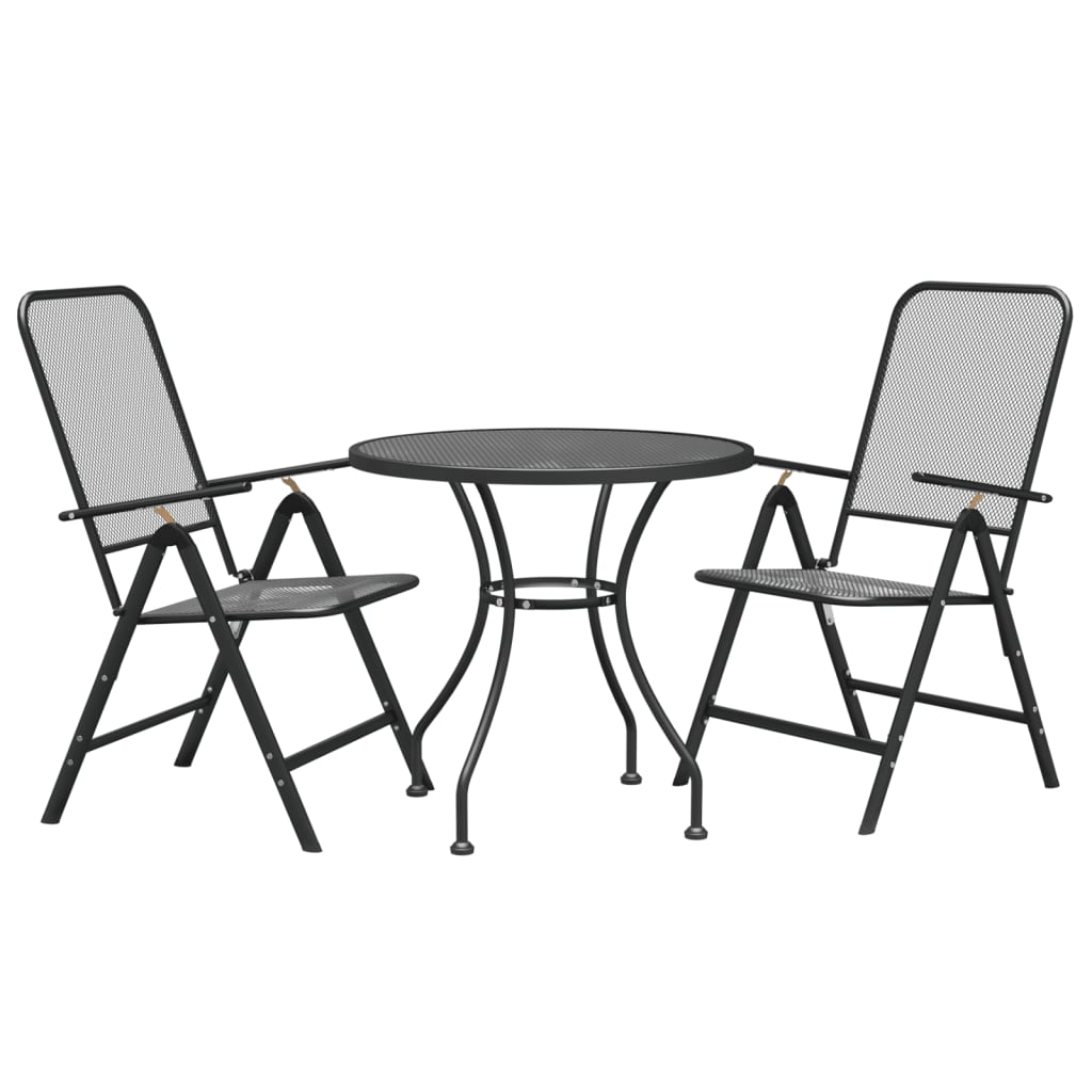 Set da Pranzo per Giardino 3pz Rete Metallica Espansa Antracite 3084713