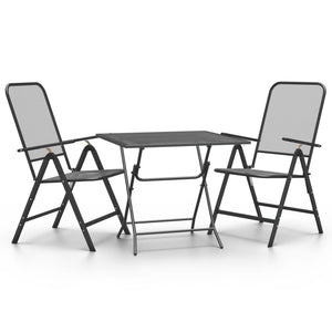 Set da Pranzo per Giardino 3pz Rete Metallica Espansa Antracite 3084721