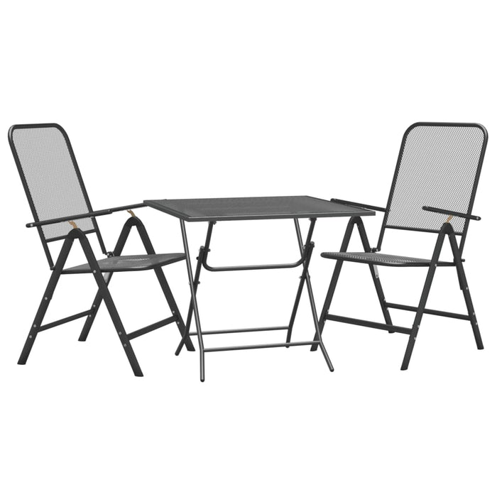 Set da Pranzo per Giardino 3pz Rete Metallica Espansa Antracite 3084721