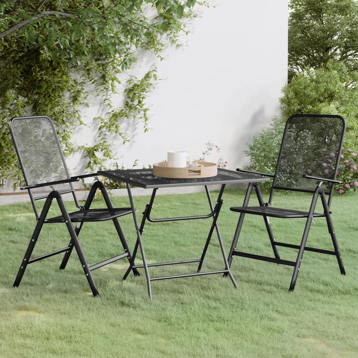 Set da Pranzo per Giardino 3pz Rete Metallica Espansa Antracite 3084721