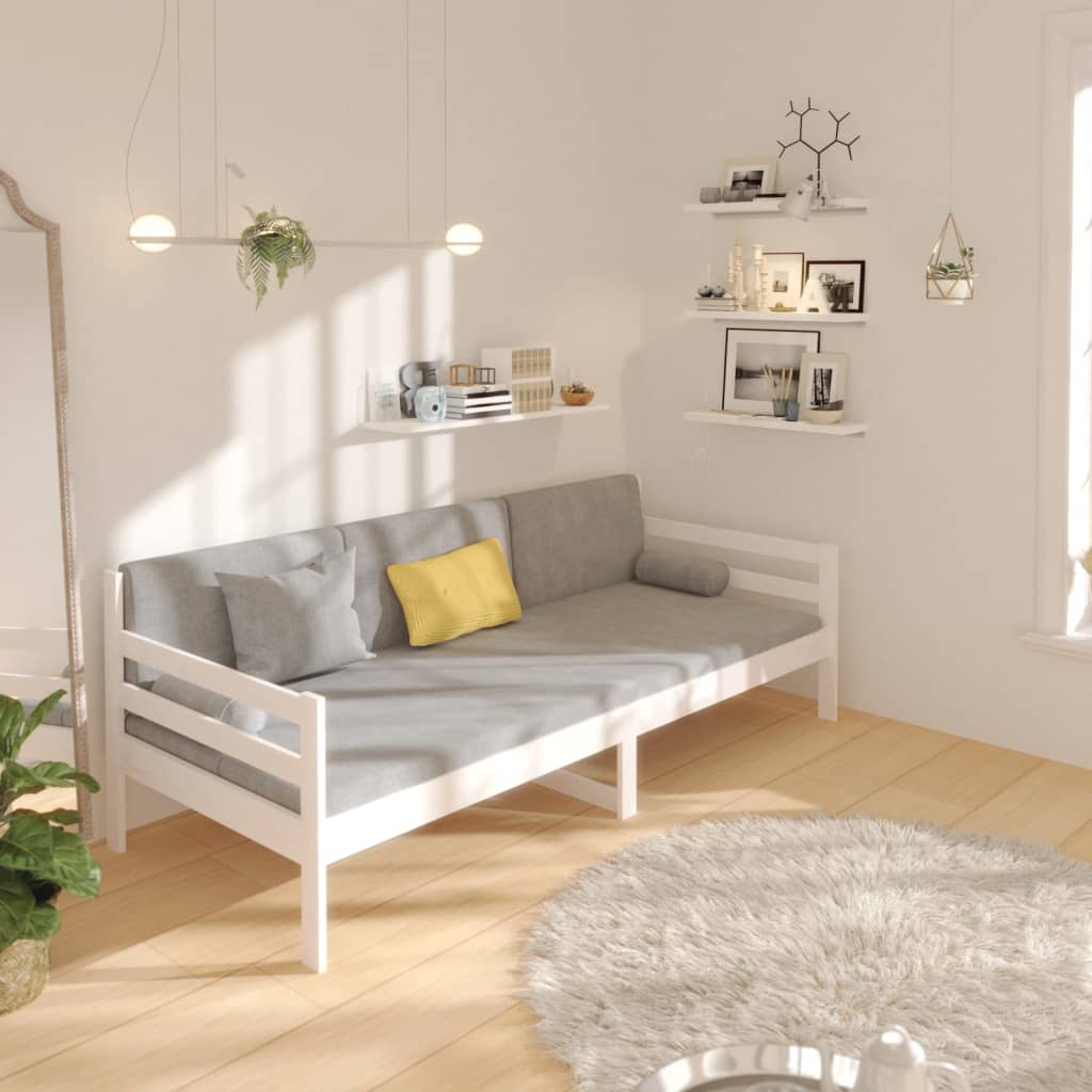 Dormeuse senza Materasso Bianca 90x190 cm Legno Massello Pino