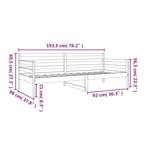 Dormeuse Grigia 90x190 cm in Legno Massello di Pino 814641