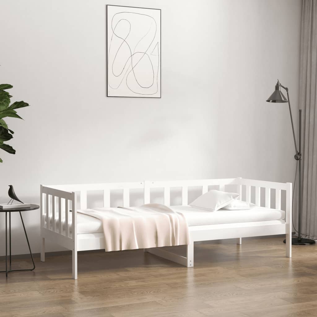 Dormeuse senza Materasso Bianca 90x190 cm Legno Massello Pino 814645