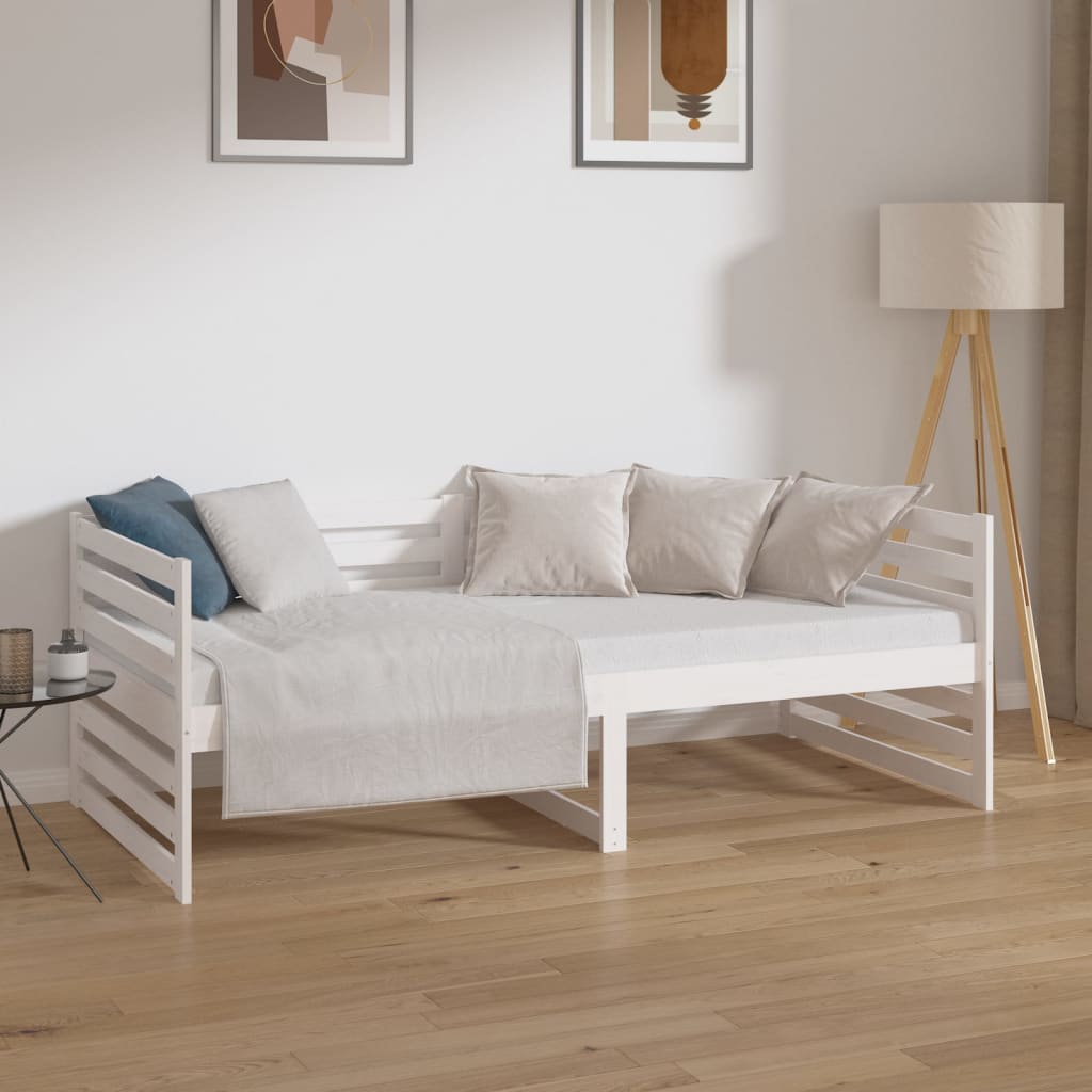 Dormeuse senza Materasso Bianca 90x190 cm Legno Massello Pino 814650