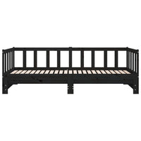 Dormeuse Estraibile Nera 2x(90x190) cm Legno Massello di Pino 814668