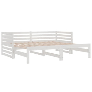 Dormeuse Estraibile Bianca 2x(90x190) cm Legno Massello di Pino 814670