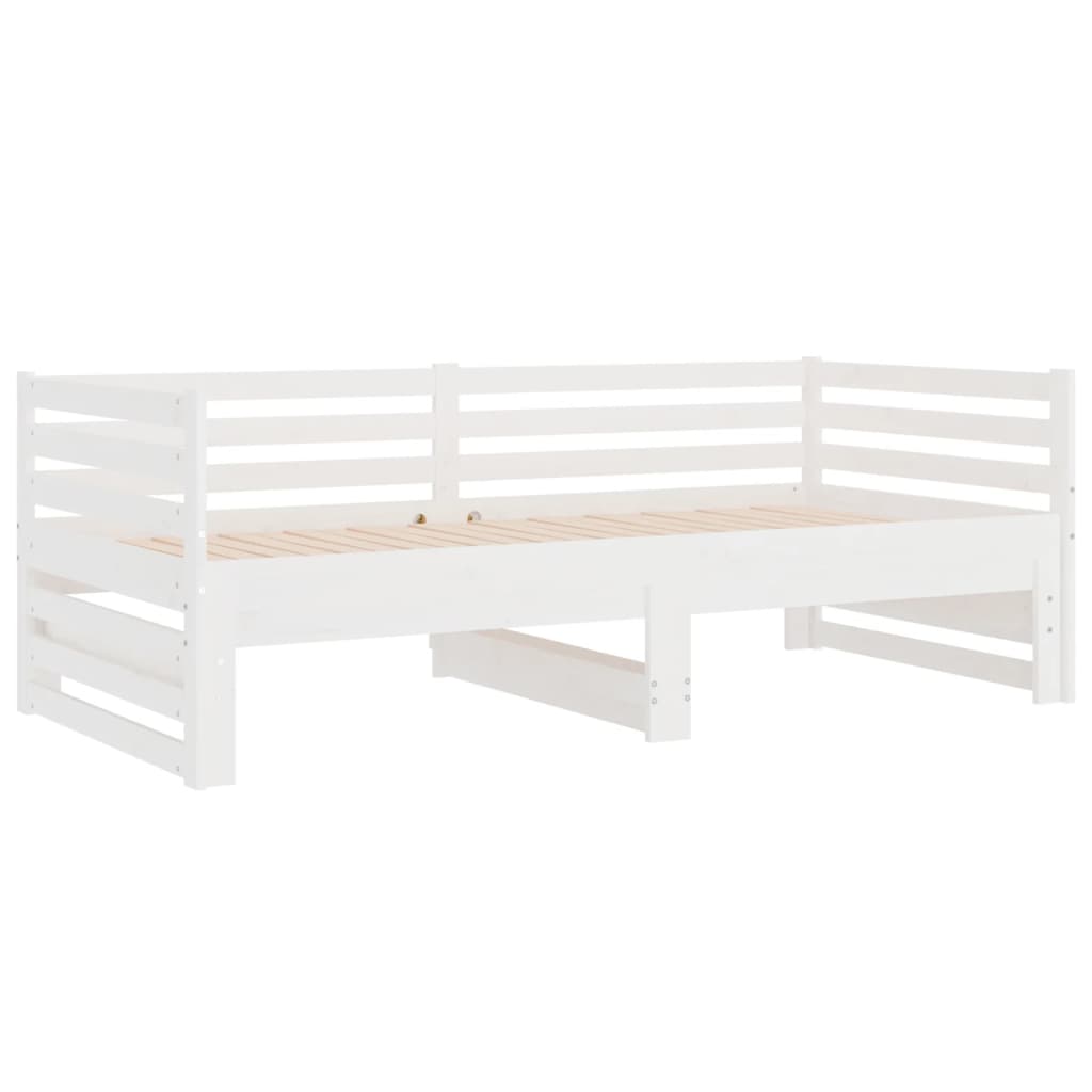 Dormeuse Estraibile Bianca 2x(90x190) cm Legno Massello di Pino 814670