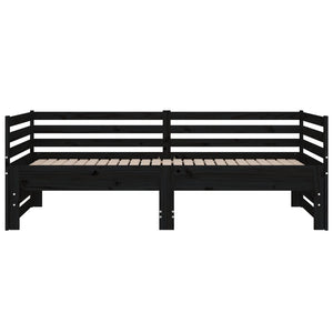 Dormeuse Estraibile Nera 2x(90x190) cm Legno Massello di Pino 814673