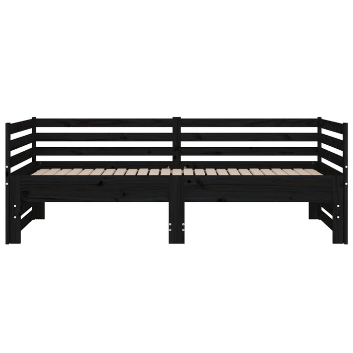 Dormeuse Estraibile Nera 2x(90x190) cm Legno Massello di Pino 814673