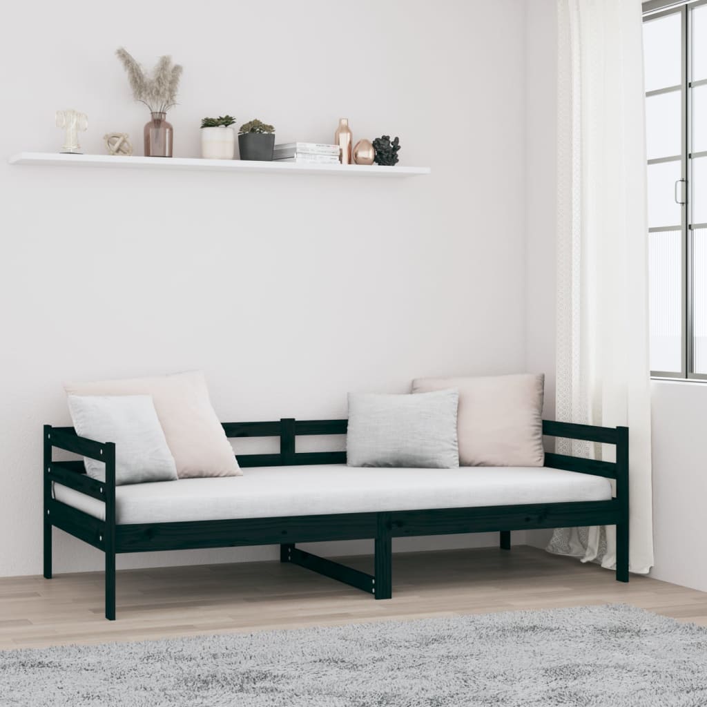 Dormeuse Nera 80x200 cm in Legno Massello di Pino 814678