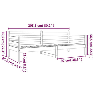 Dormeuse 80x200 cm in Legno Massello di Pino cod mxl 57059