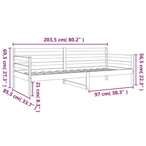 Dormeuse senza Materasso Bianca 80x200 cm Legno Massello Pino 814680