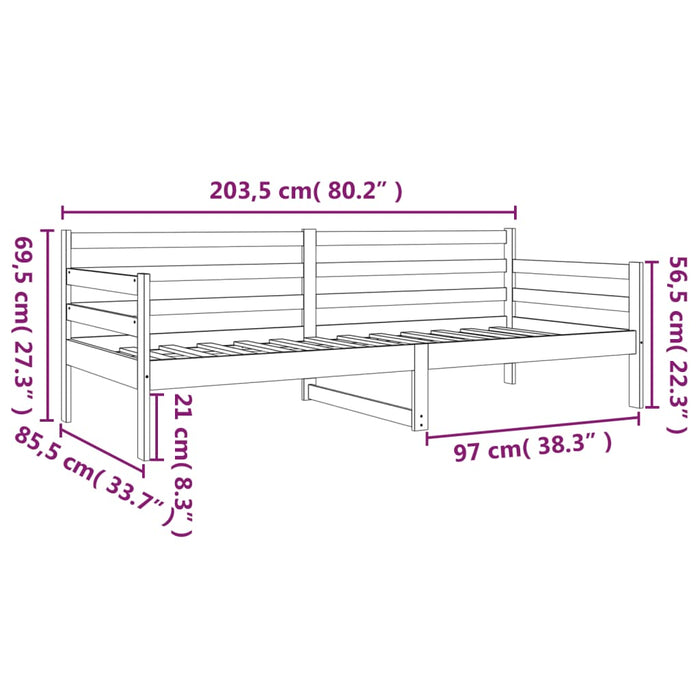 Dormeuse senza Materasso-Divano Letto-Struttura Letto Bianca 80x200 cm Legno Massello Pino 685287