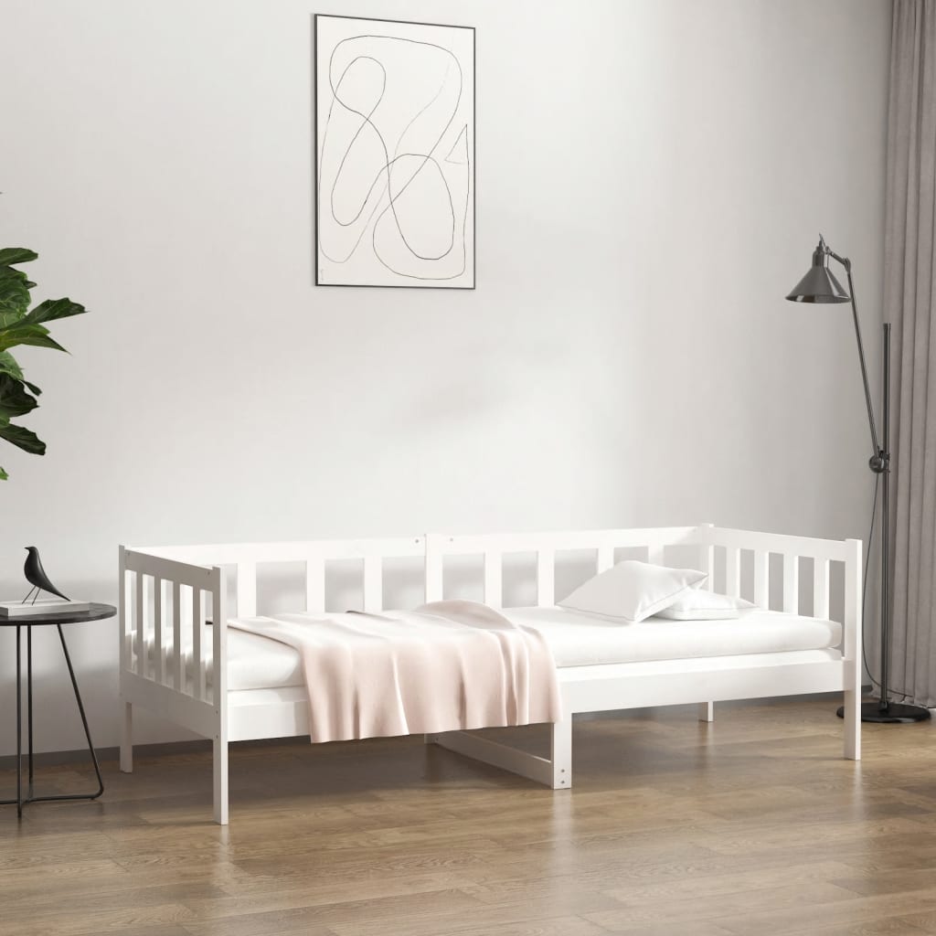 Dormeuse senza Materasso-Divano Letto-Struttura Letto Bianca 80x200 cm Legno Massello Pino 800359