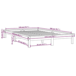 Giroletto Nero 120x200 cm in Legno Massello di Pino 820540