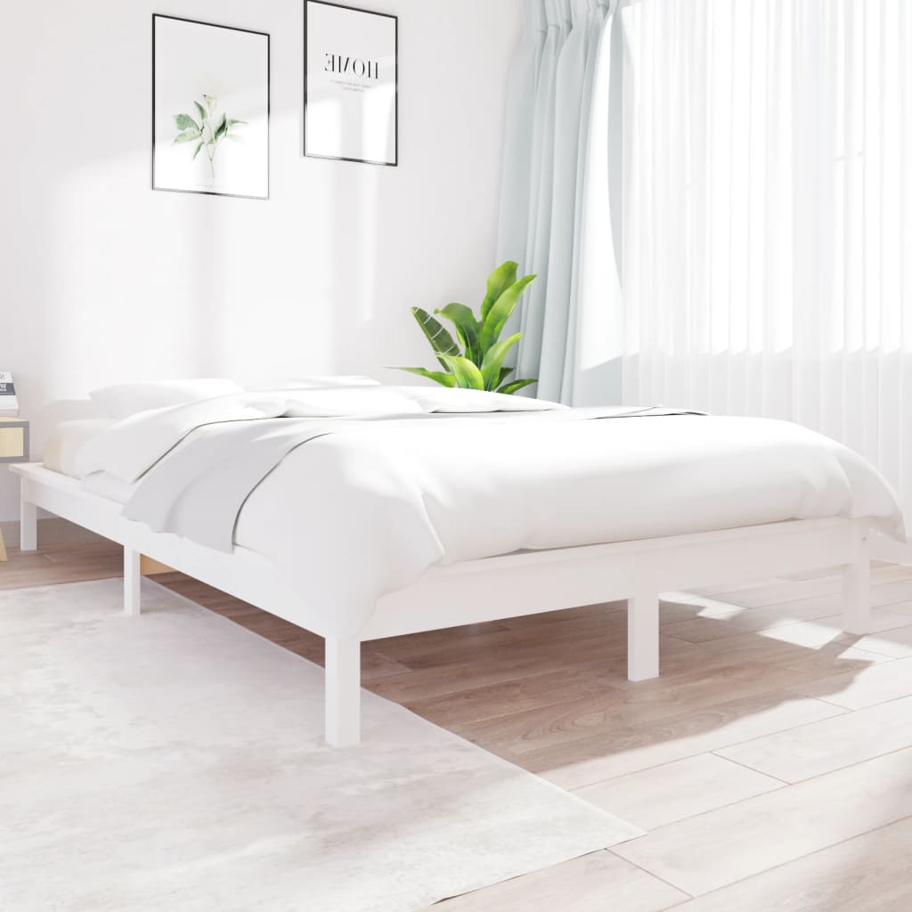 Letto senza Materasso Bianco 140x190 cm Legno Massello di Pino 820587