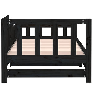 Dormeuse Estraibile Nera 2x(80x200) cm Legno Massello di Pino 820740