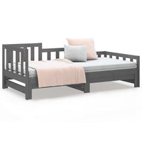 Dormeuse Estraibile Grigia 2x(90x190) cm Legno Massello di Pino 820748