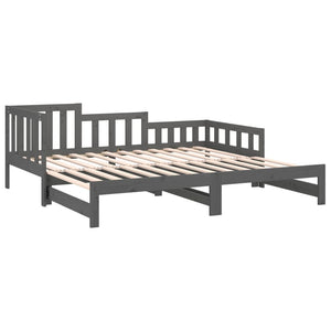 Dormeuse Estraibile Grigia 2x(90x190) cm Legno Massello di Pino 820748