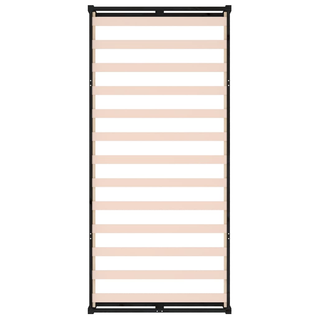 Giroletto-Struttura Letto Nero 75x190 cm Small Single in Legno Massello 415405