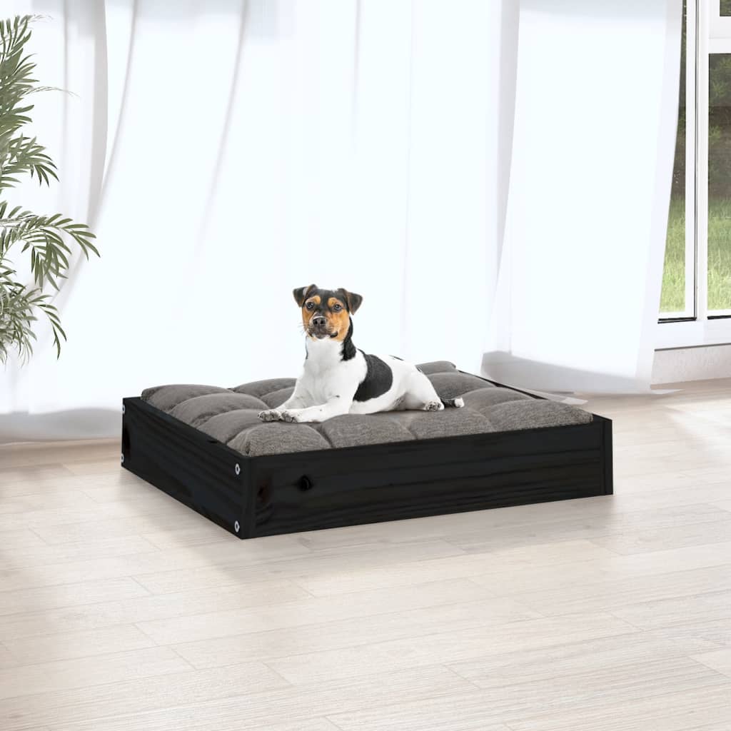 Cuccia per Cani Nera 51,5x44x9 cm in Legno Massello di Pino 820850