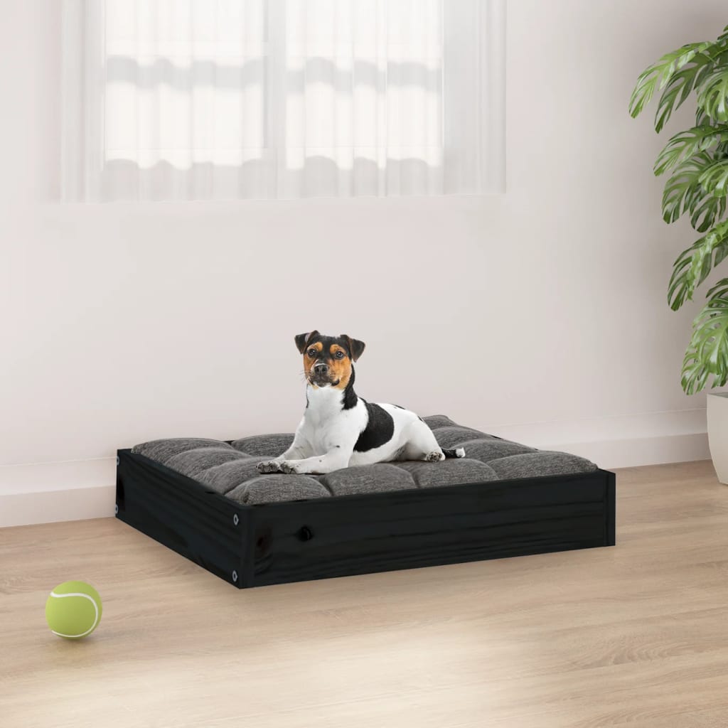 Cuccia per Cani Nera 51,5x44x9 cm in Legno Massello di Pino 820850