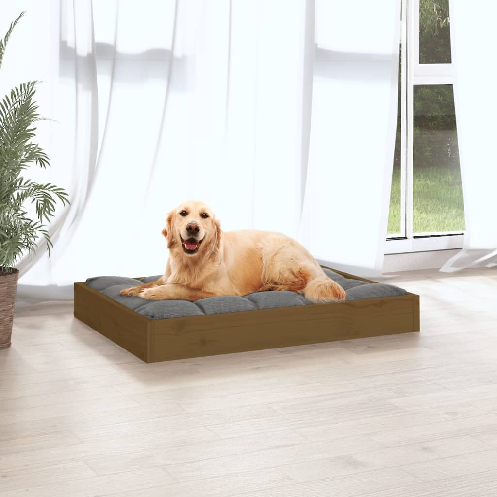 Cuccia per Cani Ambrata 71,5x54x9 cm in Legno Massello di Pino 820859