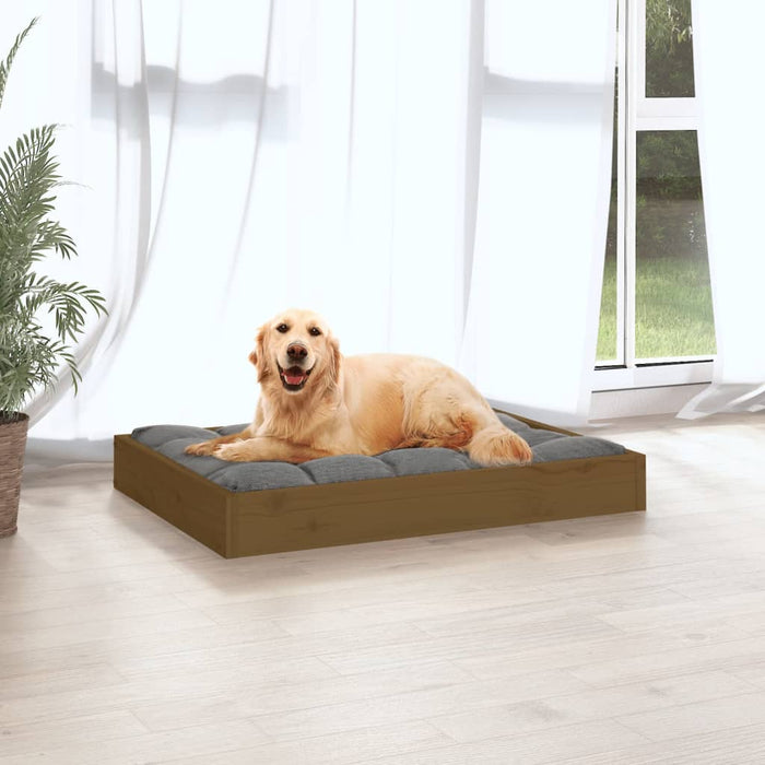 Cuccia per Cani Ambrata 71,5x54x9 cm in Legno Massello di Pino 820859