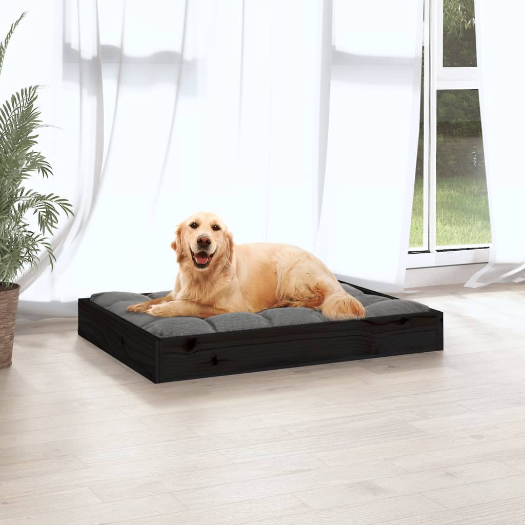 Cuccia per Cani Nera 71,5x54x9 cm in Legno Massello di Pino 820860