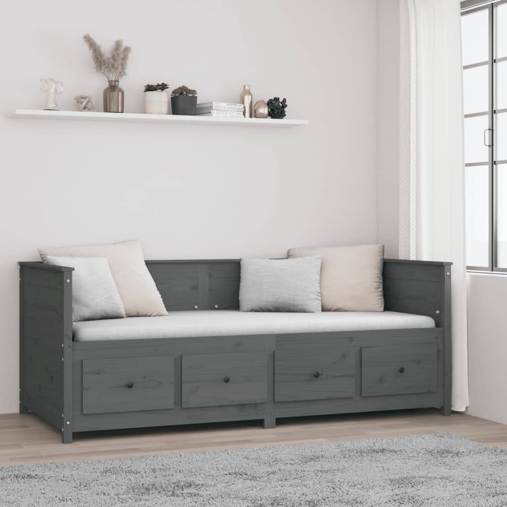 Dormeuse Grigia 80x200 cm in Legno Massello di Pino 820908