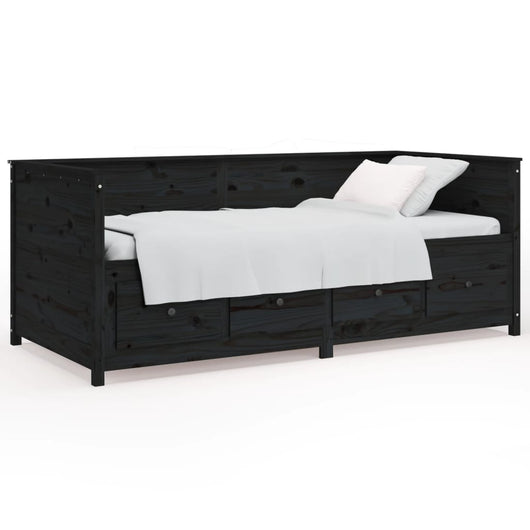 Dormeuse Nera 90x190 cm in Legno Massello di Pino cod mxl 58311